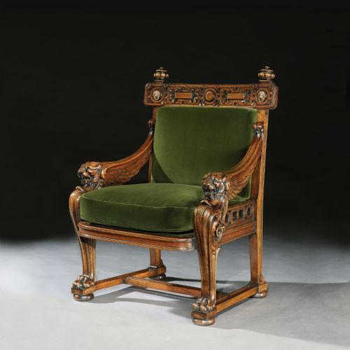 Fine 19th Century Lion Monopodia Armchair After Thomas Hope