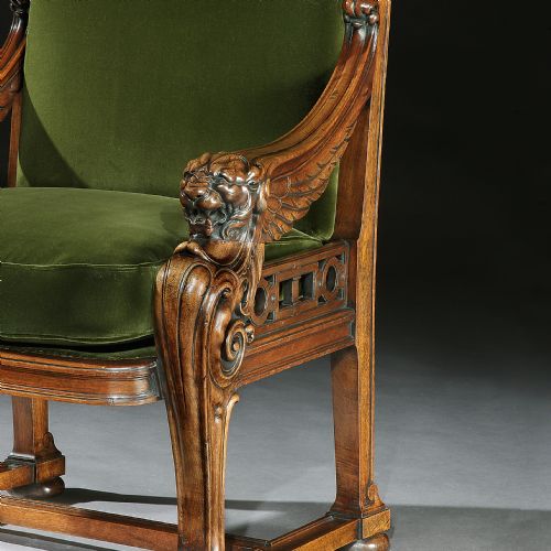 fig 1. Fine 19th Century Lion Monopodia Armchair After Thomas Hope