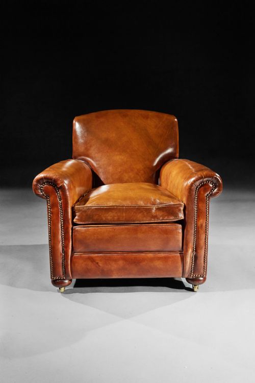 fig 1. Pair of Antique Leather Club Armchairs