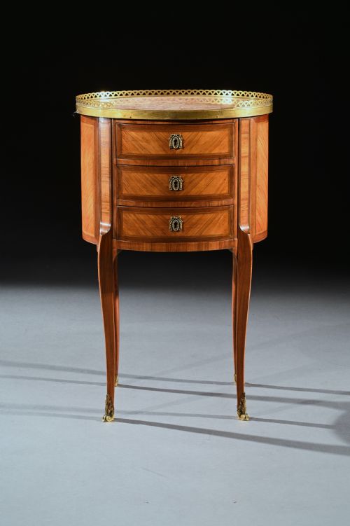 fig 2. Fine Pair of Late 19th Century Oval Kingwood and Marble Bed Side Tables, Stamped P Chorier