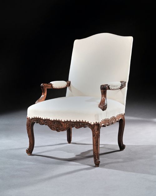 Generous French 19th Century Carved Open Armchair Fauteuil
