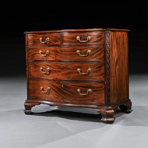 fig 2. Chippendale Period 18Th Century Serpentine Georgian Mahogany Chest Of Drawers