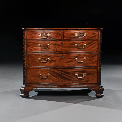 fig 3. Chippendale Period 18Th Century Serpentine Georgian Mahogany Chest Of Drawers