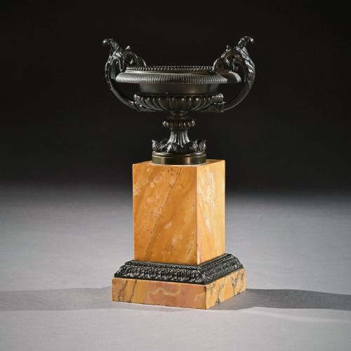 fig 1. Pair Of Early 19th C Grand Tour Bronze And Sienna Marble Tazzas