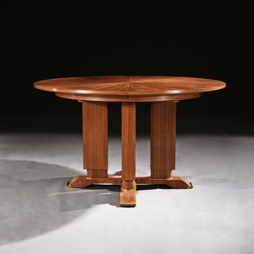 Jules Leleu, French Walnut Gueridon Extendable Dining Table C.1930. Signed Jules Leleu.