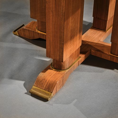 fig 2. Jules Leleu, French Walnut Gueridon Extendable Dining Table C.1930. Signed Jules Leleu.