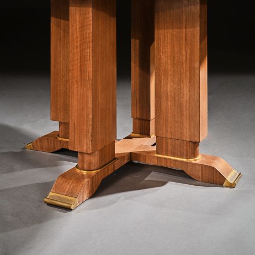 fig 4. Jules Leleu, French Walnut Gueridon Extendable Dining Table C.1930. Signed Jules Leleu.