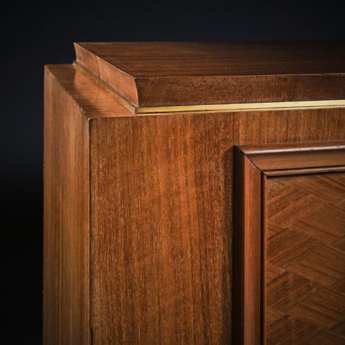 fig 3. Jules Leleu, French Art Deco Walnut Parquetry Buffet Sideboard Signed Jules Leleu