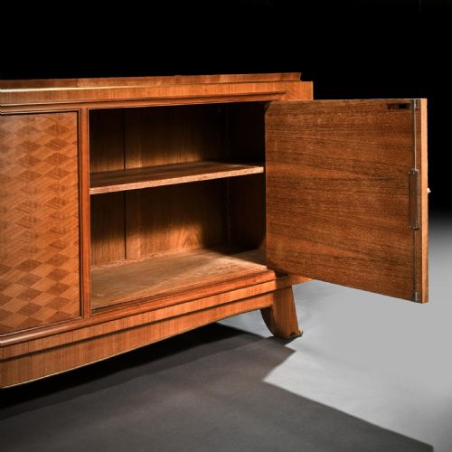 fig 4. Jules Leleu, French Art Deco Walnut Parquetry Buffet Sideboard Signed Jules Leleu