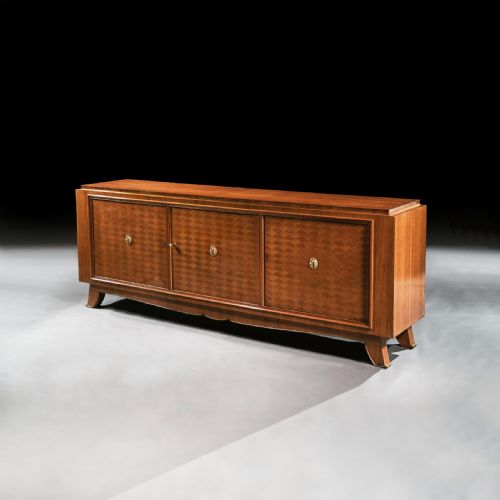 fig 5. Jules Leleu, French Art Deco Walnut Parquetry Buffet Sideboard Signed Jules Leleu