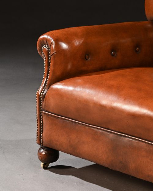 fig 1. Antique Pair of Edwardian Leather Upholstered Club Armchairs