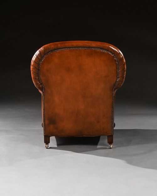 fig 2. Antique Pair of Edwardian Leather Upholstered Club Armchairs