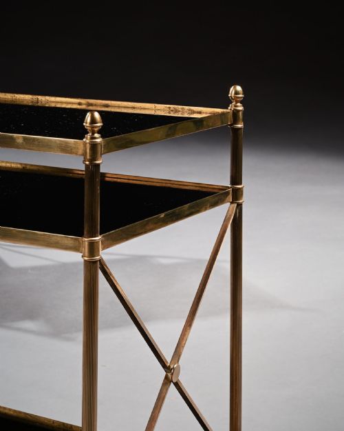 fig 2. Fine Pair of Maison Bagues Brass and Glass Etageres in the Louis XVI Style