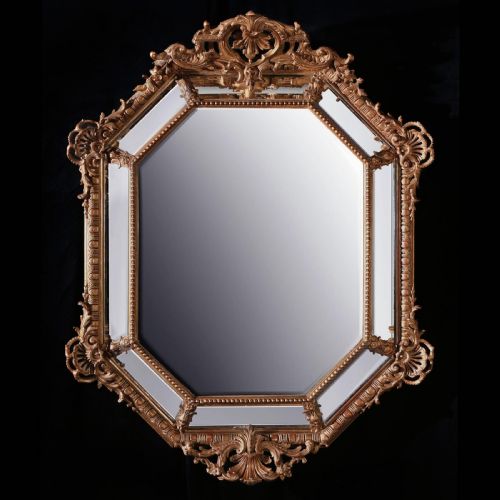 Large 19th Century French Octagonal Gilt Cushion Mirror