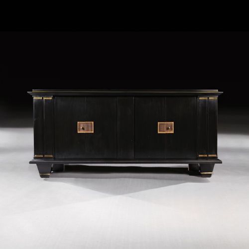 fig 3. Jacques Adnet French Art Deco Modernist Ebonised Enfilade Sideboard With Gilt Bronze Mounts