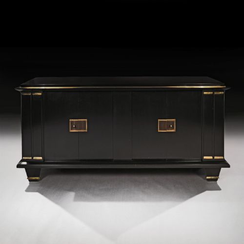 fig 4. Jacques Adnet French Art Deco Modernist Ebonised Enfilade Sideboard With Gilt Bronze Mounts
