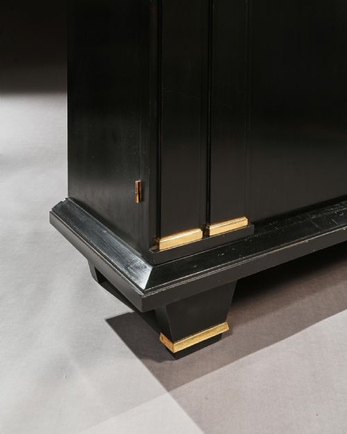 fig 1. Jacques Adnet French Art Deco Modernist Ebonised Enfilade Sideboard With Gilt Bronze Mounts