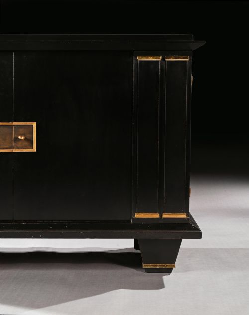 fig 2. Jacques Adnet French Art Deco Modernist Ebonised Enfilade Sideboard With Gilt Bronze Mounts