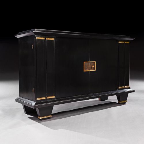 fig 5. Jacques Adnet French Art Deco Modernist Ebonised Enfilade Sideboard With Gilt Bronze Mounts