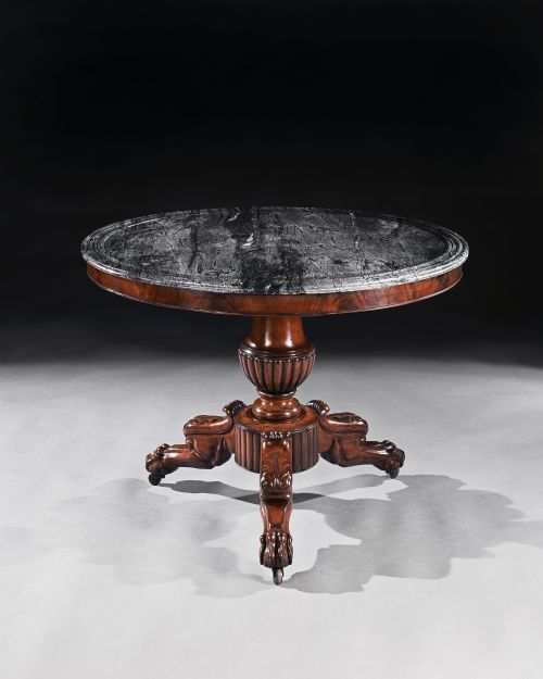 19th Century French Louis Philippe Gueridon Table with Fantastic Marble Top