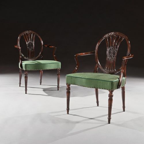 Fine Pair of Neo-classical George III Armchairs After Robert Adam