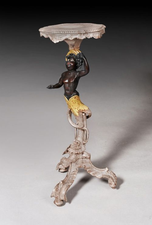 fig 1. Antique Italian Painted Venetian Blackamoor Stand Circa 1900.