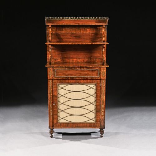 Fine Regency Brass Inlaid Rosewood Chiffonier of Narrow Proportions