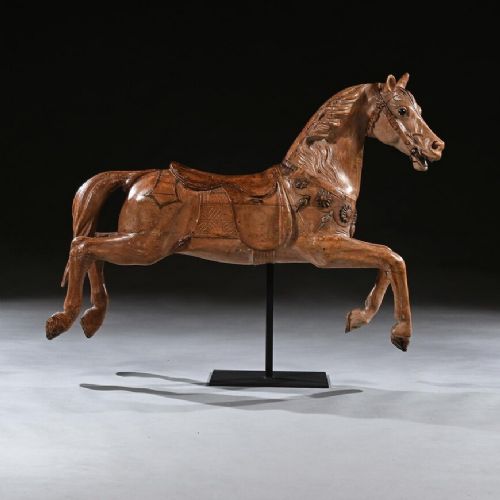 Antique Gustav Bayol Jumping Carousel Horse Late 19th Century