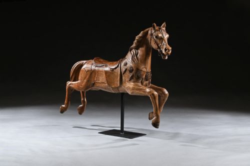 fig 1. Antique Gustav Bayol Jumping Carousel Horse Late 19th Century