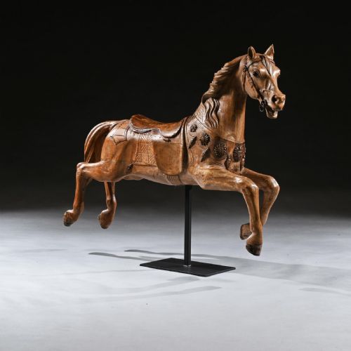 fig 2. Antique Gustav Bayol Jumping Carousel Horse Late 19th Century