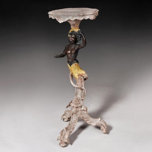 Antique Italian Painted Venetian Blackamoor Stand Circa 1900