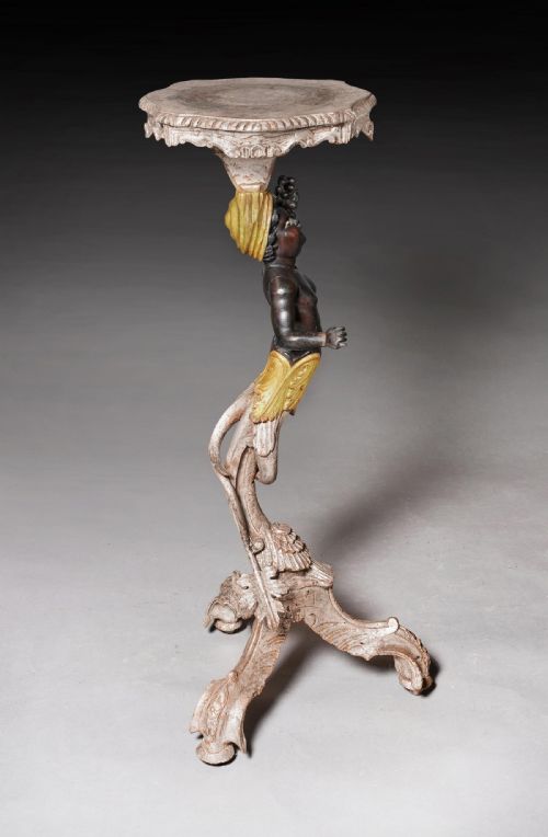 fig 1. Antique Italian Painted Venetian Blackamoor Stand Circa 1900