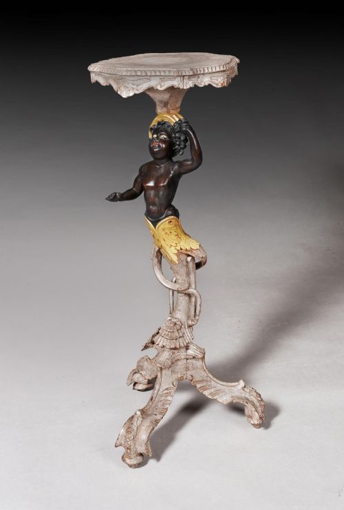 fig 2. Antique Italian Painted Venetian Blackamoor Stand Circa 1900