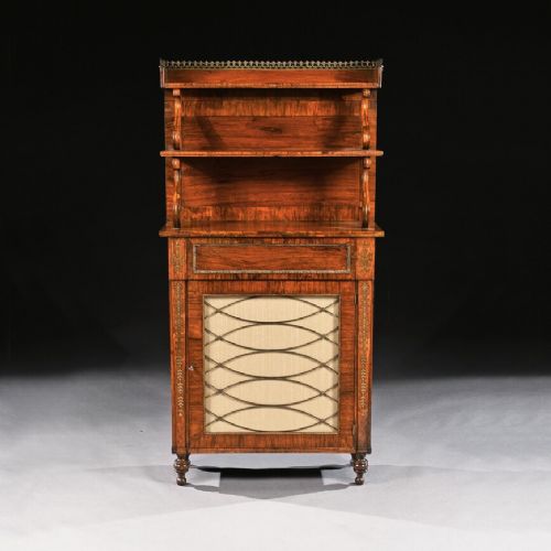 fig 1. Fine Regency Brass Inlaid Rosewood Chiffonier Of Narrow Proportions