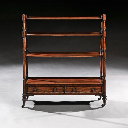Fine Late Regency Mahogany Waterfall Open Bookcase