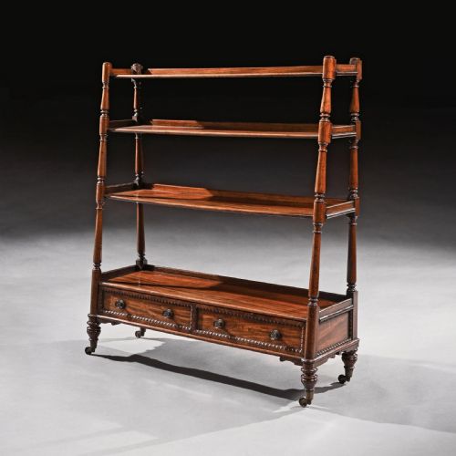 fig 1. Fine Late Regency Mahogany Waterfall Open Bookcase