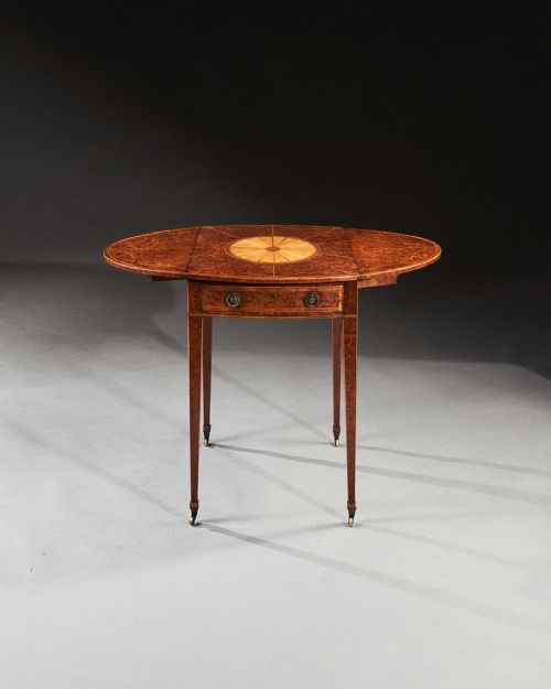 fig 2. Rare 18th Century George III Yew-wood Inlaid Oval Pembroke Table