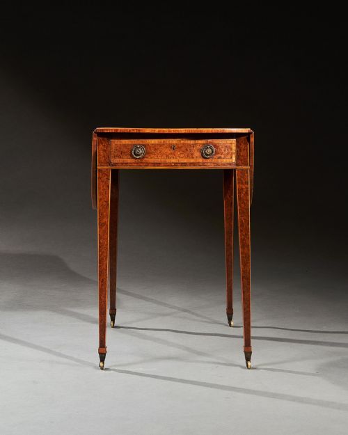fig 3. Rare 18th Century George III Yew-wood Inlaid Oval Pembroke Table