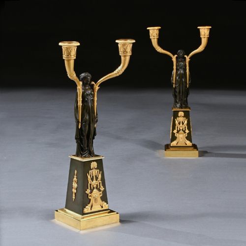fig 1. Important Pair of Early Empire French Gilt-bronze Candelabra Attributed to Claude Galle