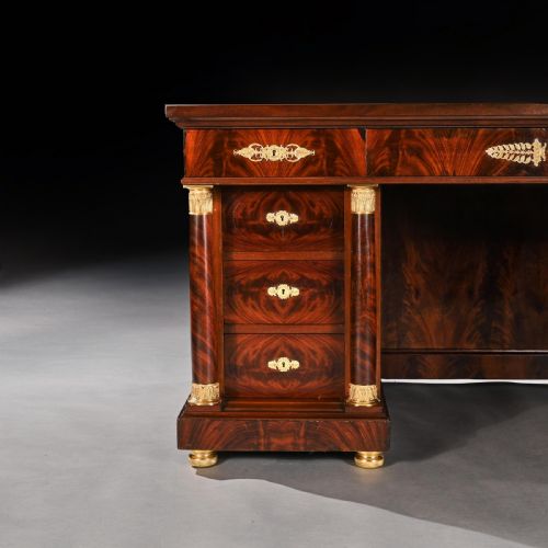 fig 2. Fine French Second Empire Gilt Bronze Mounted Mahogany Library Desk Krieger