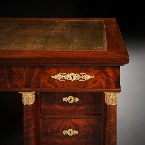 fig 3. Fine French Second Empire Gilt Bronze Mounted Mahogany Library Desk Krieger