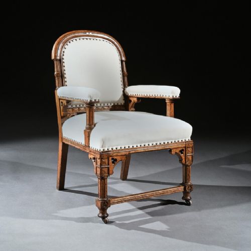 19th Century Oak Gothic Armchair by G Tilley of Birmingham