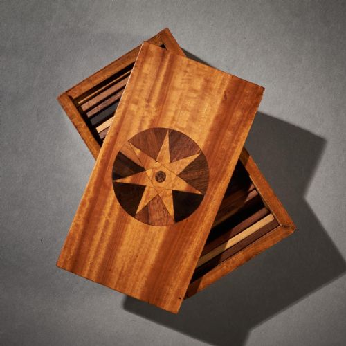 fig 1. A Rare 19th Century West Indian Satinwood Specimen Wood Box With Titled Specimen Samples Probably By Ralph Turnbull, Jamaica.