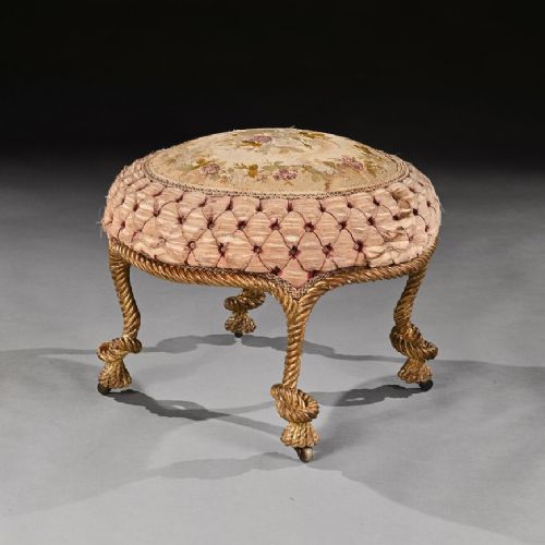 Wonderful French 19th Century A.m.e Fournier Giltwood Stool Tabouret, Lord Ballyedmond.