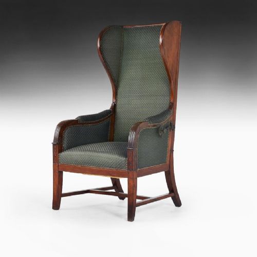 Early 19th Century Empire Mahogany Reclining Wing Back Armchair