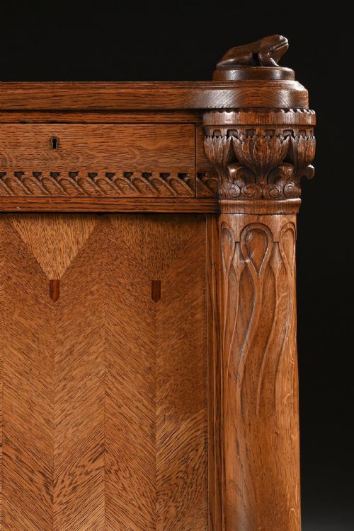 fig 2. North European Art Nouveau Demi-lune Shaped Oak Pedestal Writing Desk
