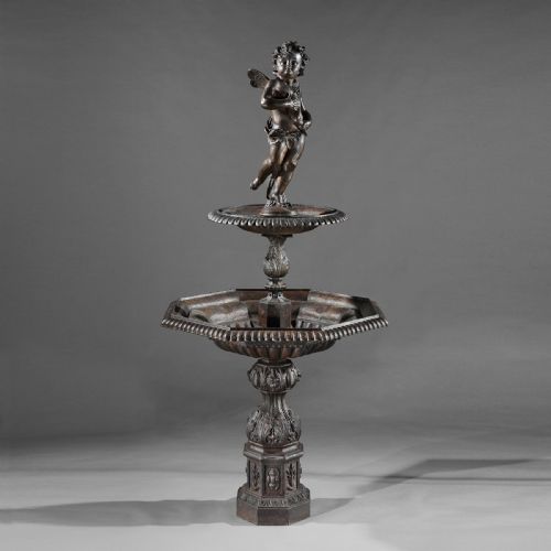 Rare Large 19th Century French Cast Iron Garden Fountain a Durenne