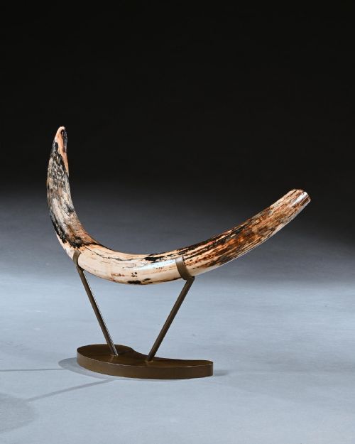 fig 1. Superb Wooly Mammoth Tusk on Custom Bronzed Base