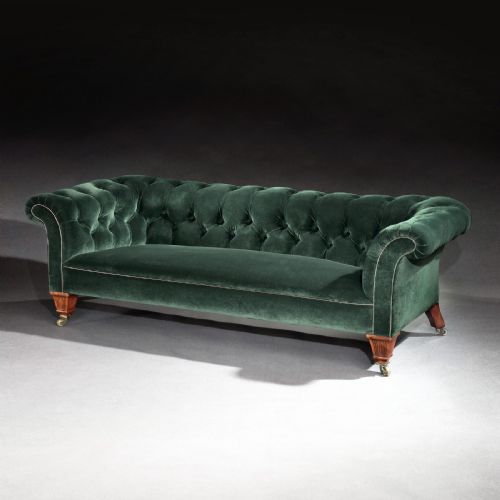 fig 2. 19th Century C Hindley and Sons, London Victorian Chesterfield Sofa Upholstered in a Green Velvet.