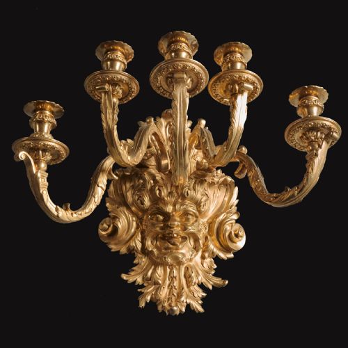 fig 1. A Fine Pair of French Gilt Bronze Wall Lights in the Régence Style by Eugène Hazart, Paris.